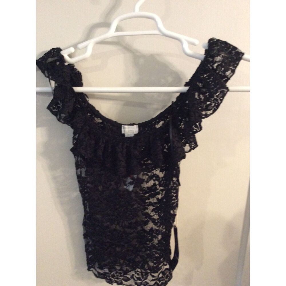 New NWT Tillys West of Melrose Black Lace Ruffle Top Women's Small S